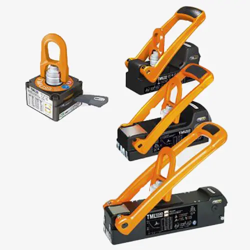 Produktbild von Permanentlasthebemagnet mit drehbarem Lastwirbel zum Kranen von Flachstahl Serie AMS-F tigerhebezeuge-permanent-lasthebemagnete-fuer-flachstahl-serie-AMS-F