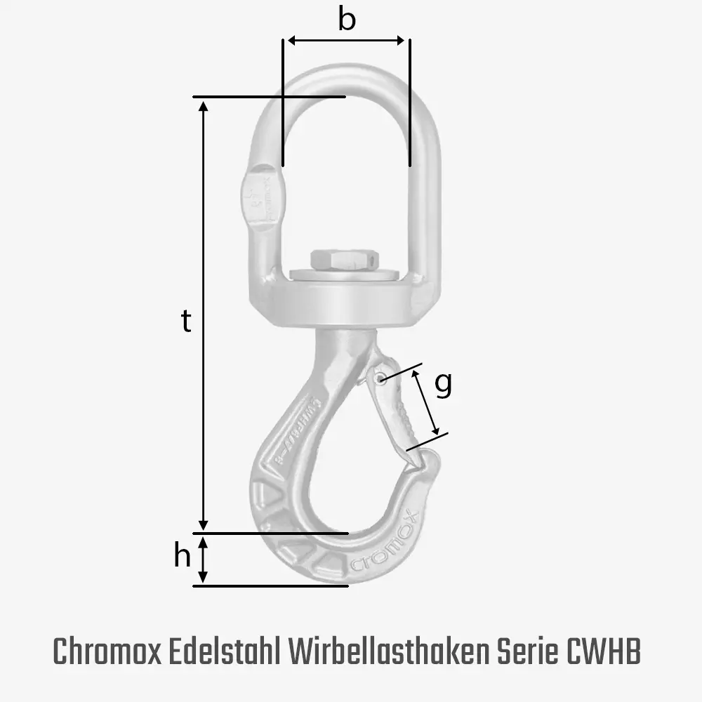 Niro-Wirbellasthaken aus cromox® Edelstahl Niro-Drehwirbelhaken mit Bügel