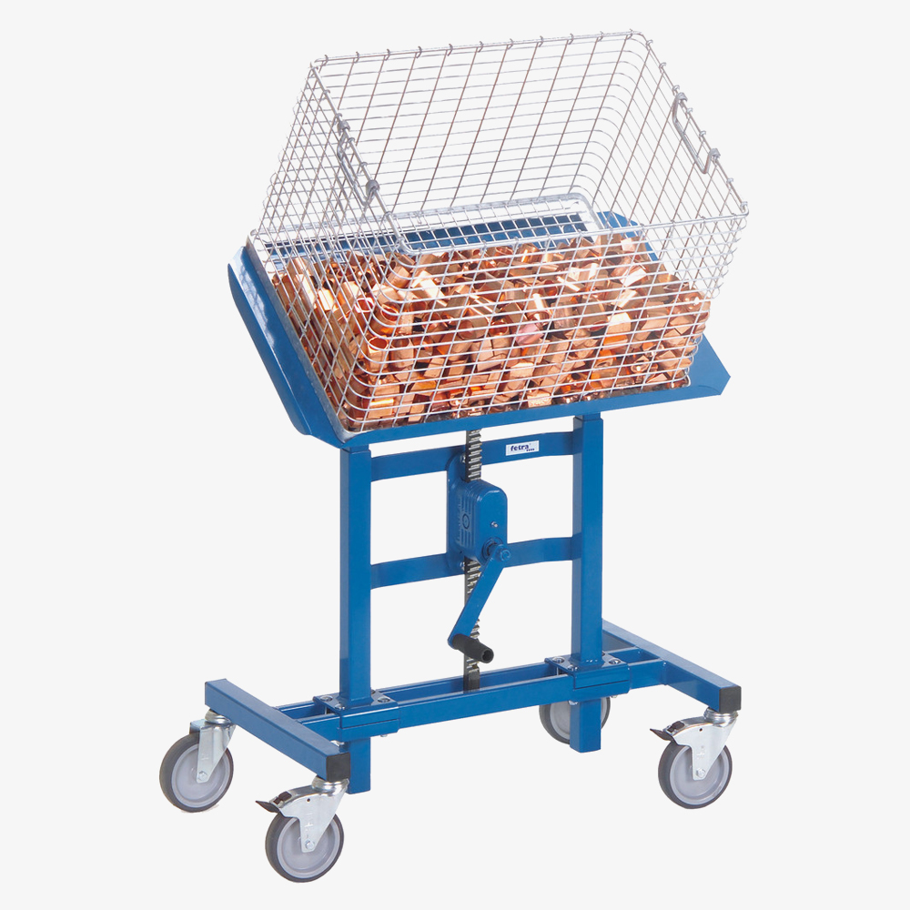 Mobiler Materialständer, fahrbar und stufenlos höhenverstellbar mit 4 Lenkrollen mit Stopper