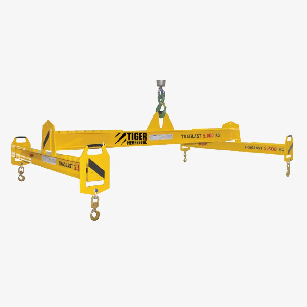 Produktbild von Tiger H-Traversen mit 4 Wirbellasthaken - Tiger Quertraversen, verstellbar Serie TAV-Q TigerHebezeuge-Shop Lasttraversen und Krantraversen Quertraversen