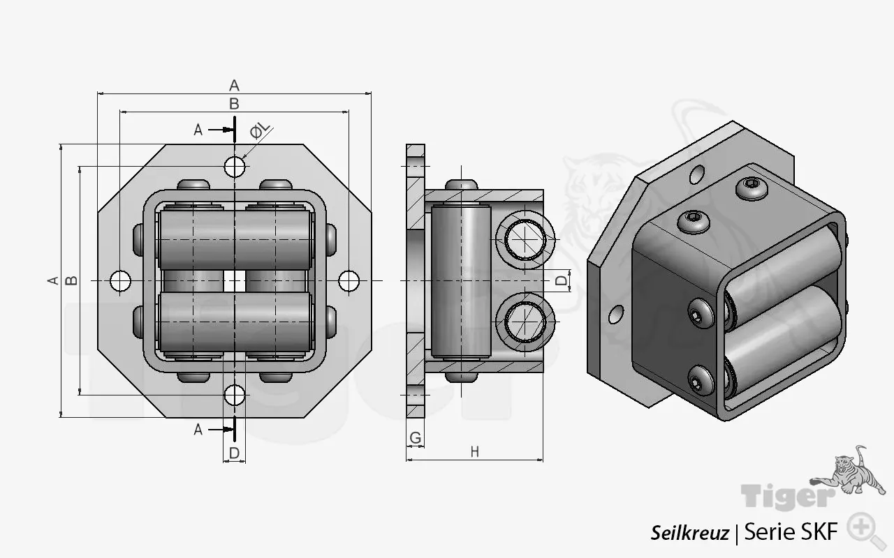 Zum Vergrößern anklicken Technisches Bild für seilkreuz-skf-zeichnung