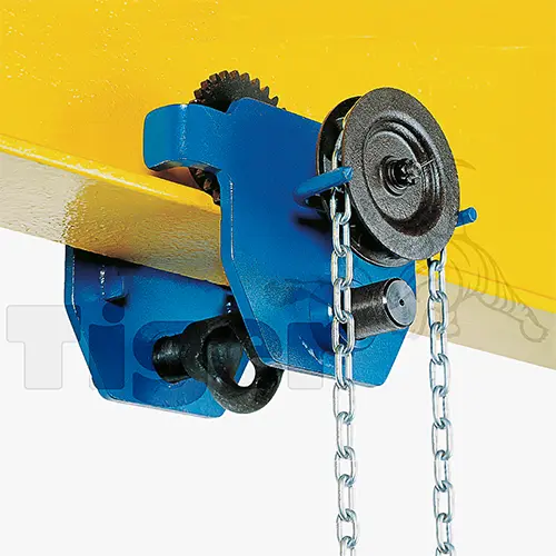 Produktbild von Haspelkatzen corso® mit verzinkter Handkette zum Anschlagen und Verfahren von Lasten an Trägerprofilen rollfahrwerk-haspelkatze-hkc