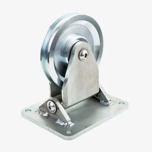 Produktbild von Seilrollenhalter mit schwenkbarer Befestigung und sauber gedrehter Seilrolle mit Rillenkugellager tigerhebezeuge-seilrollenbock-mit-kugellager-serie-SEK