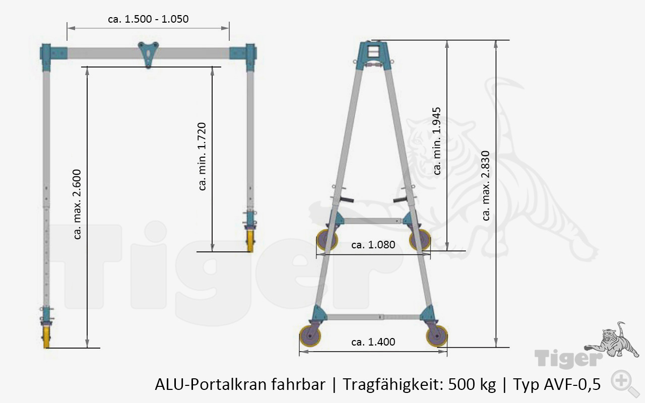 Technisches Bild für alu-portalkran-fahrbar-avf-0-5-masse
