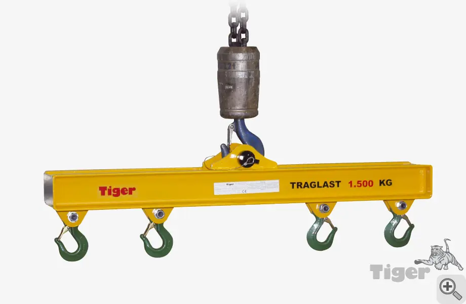 Produktbild von Tiger Sonder-Balkentraverse in Niedrigbauweise mit hochfester Aufnahmewelle und 4 Lasthaken Serie Sonder-TA-N-SA tiger-balkentraverse-ta-n-sa-1-5-1-0-0-5