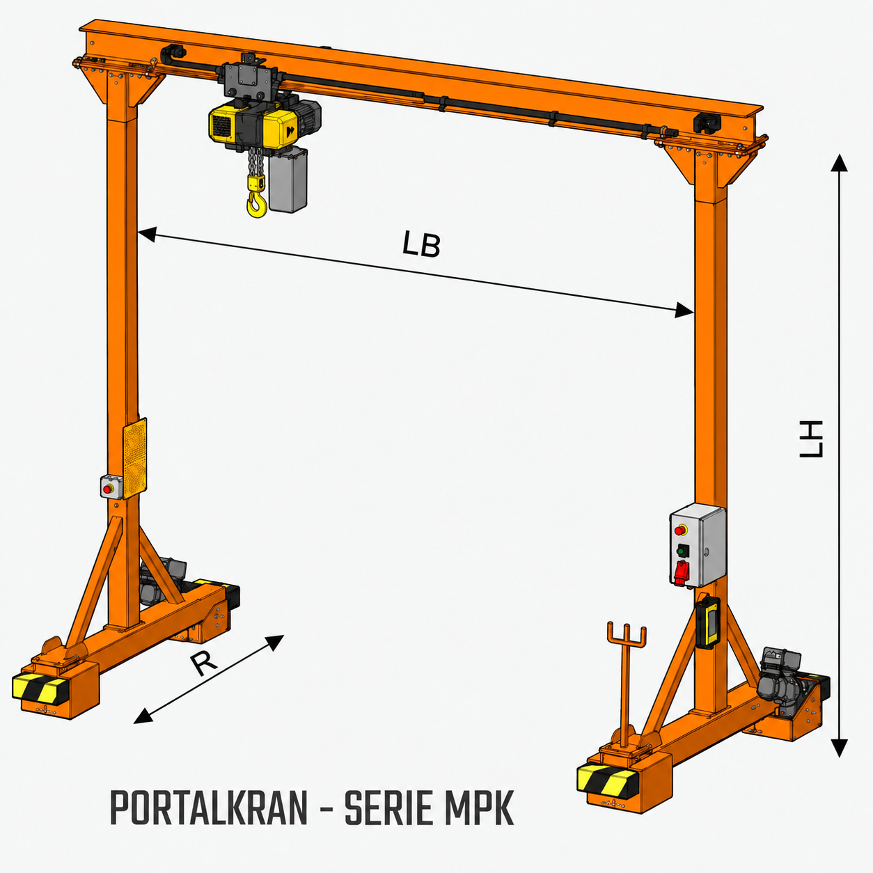 Mobiler Elektro-Portalkran für Hallen – unter Last verfahrbarer Bockkran bis 3.200 kg