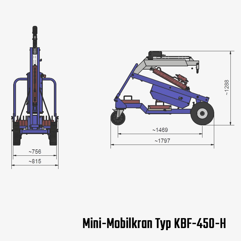 2. Produktbild zu tigerhebezeuge gegengewichts leichtbaukran kbf elektrohydraulisch typ KBF 450 H zeichnung