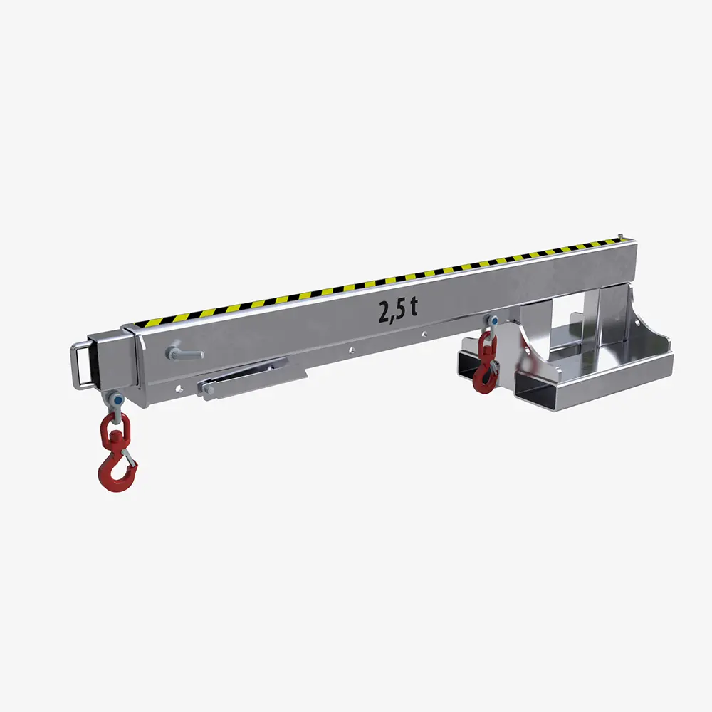 Stapler-Teleskoplader mit als teleskopierbarer Lastarm mit 2 Wirbellasthaken