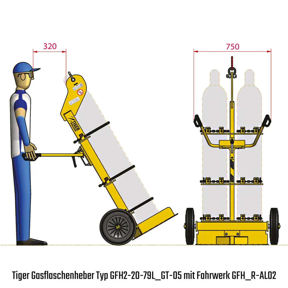 Tiger Bodenfahrwerk für Tiger Gasflaschenheber Serie GFH