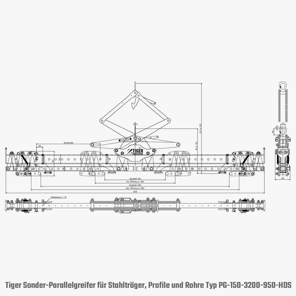 Technisches Bild für tiger-sonder-parallelgreifer-mit-extragroßem-greifbereich-typ-PG-150-3200-950-HDS-07666-zeichnung