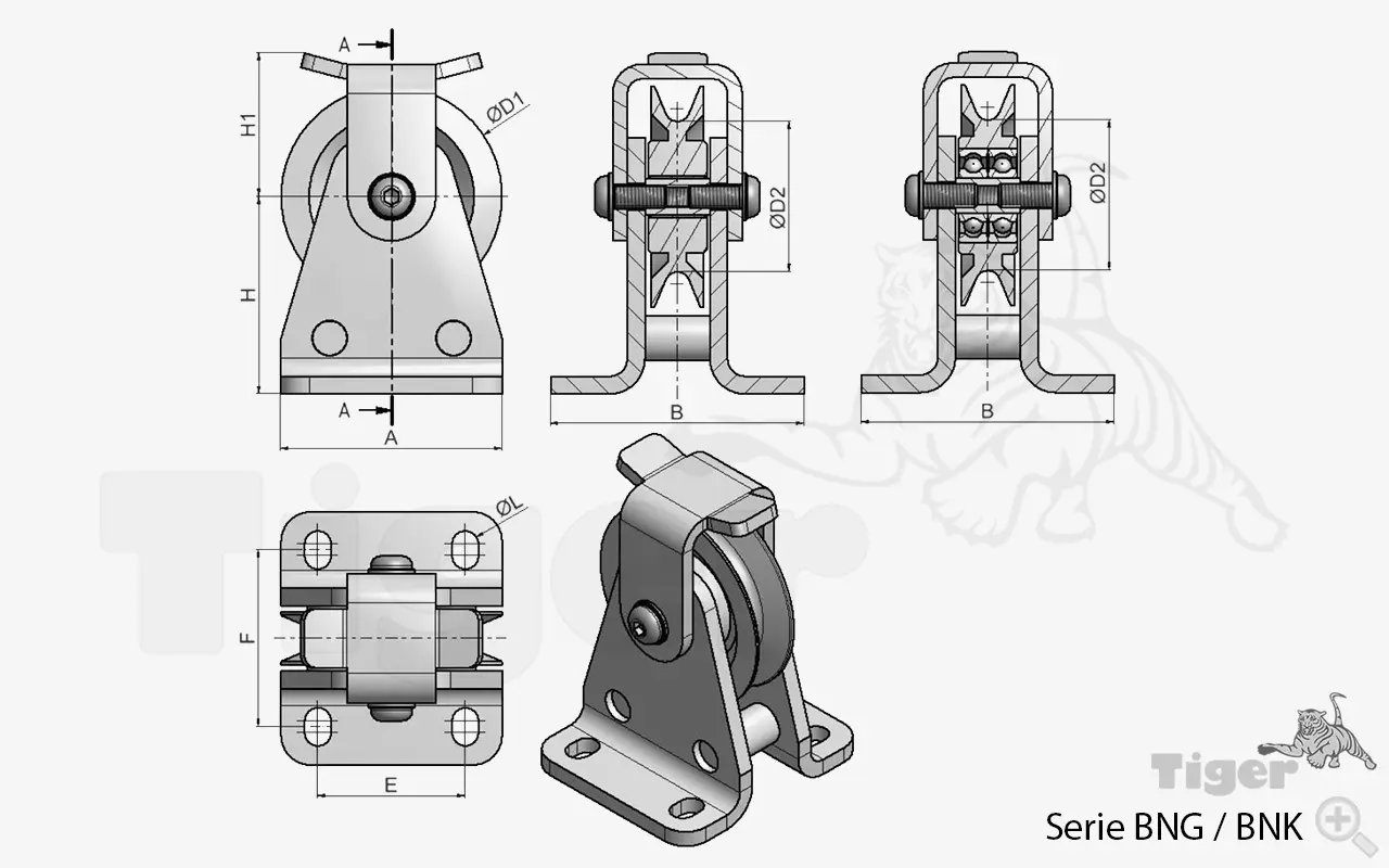 Zum Vergrößern anklicken Technisches Bild für seilrollenbock-bng-bnk-seilniederhalter-zeichnung