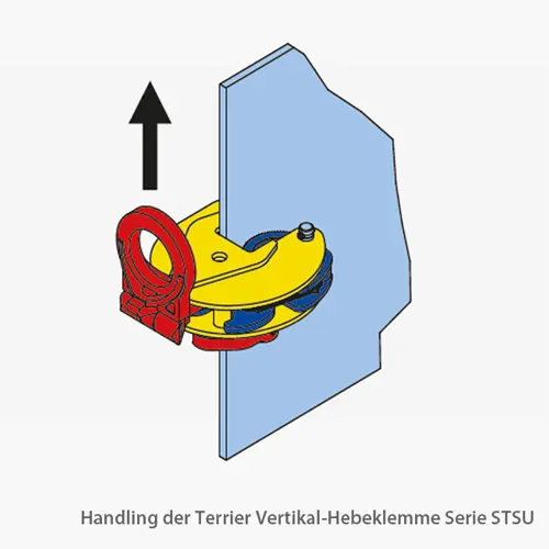 Technisches Bild von Terrier Vertikal-Hebeklemme STSU für Stahlplatten und Strukturen (max. HRC 37-345 Hb) Technisches Bild für terrier-vertikal-hebeklemme-serie-STSU-zeichnung