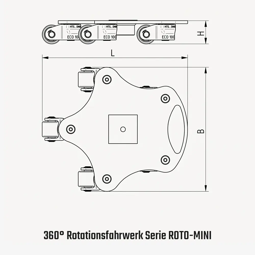 Kleine Rotationsfahrwerke ECO-Skate® ROTO-Mini 360 Grad Kreiselfahrwerke (Bauhöhe 60 mm)