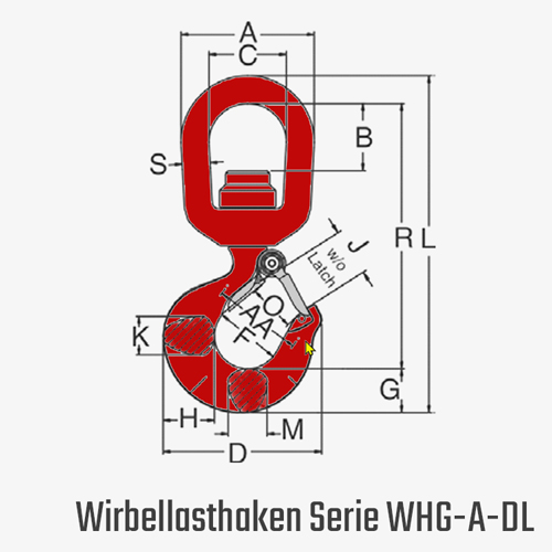 Technisches Bild für tigerhebezeuge-kettenbeschlagteile-wirbellasthaken-serie-WHG-A-DL-zeichnung