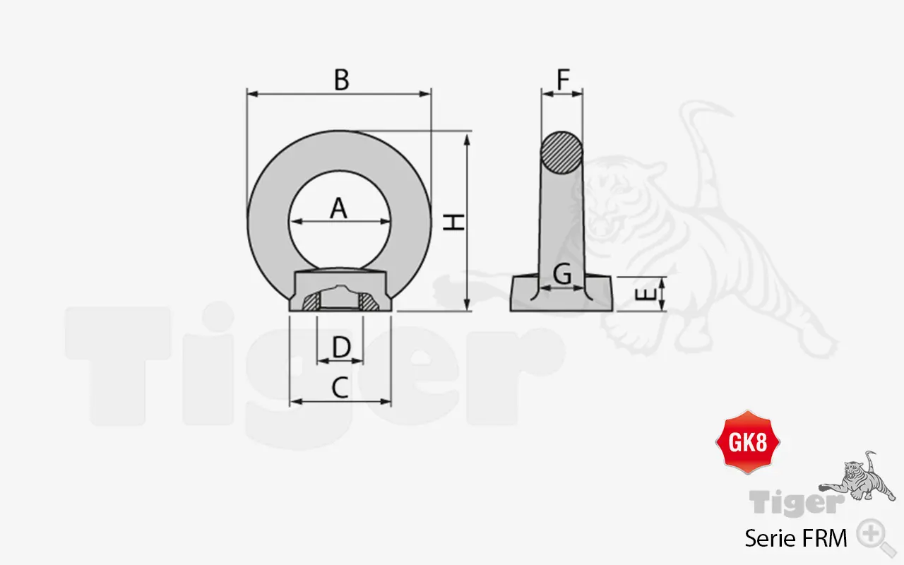 Zum Vergrößern anklicken Technisches Bild für ringmutter-gk8-frm-zeichnung