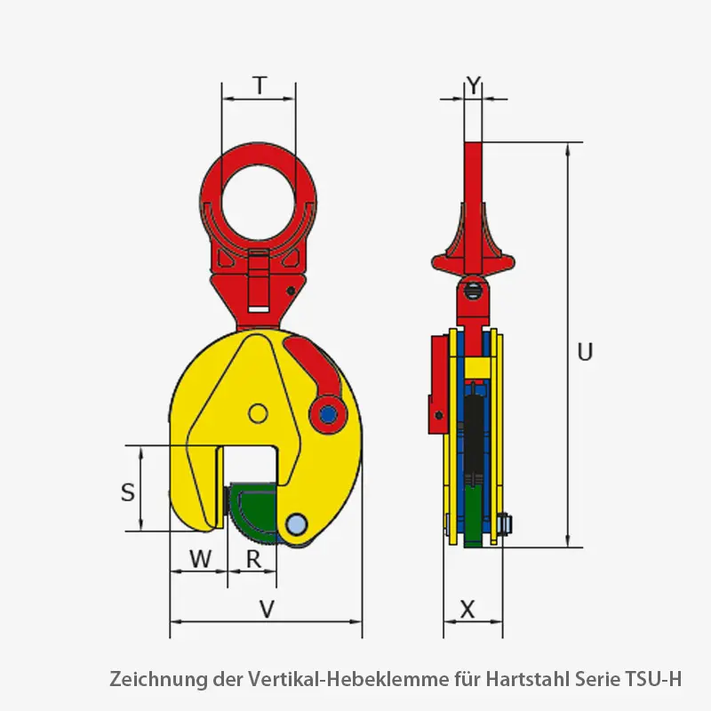 Technisches Bild für terrier-vertikal-hebeklemme-fuer-hartstahl-serie-TSU-H-zeichnung