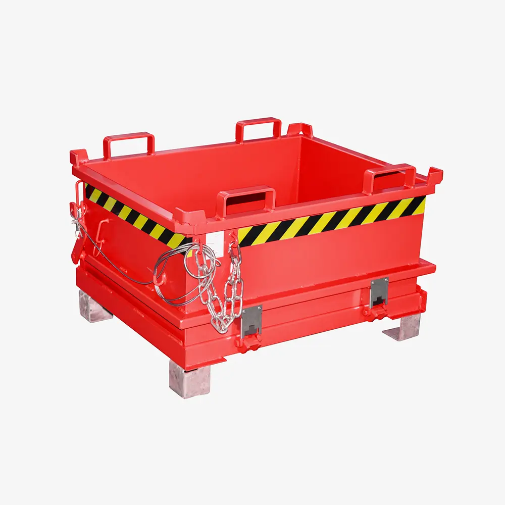Mini-Klappbodenbehälter für Hubwagen und Stapler mit Seilzug und Automatik-Klappenschließung