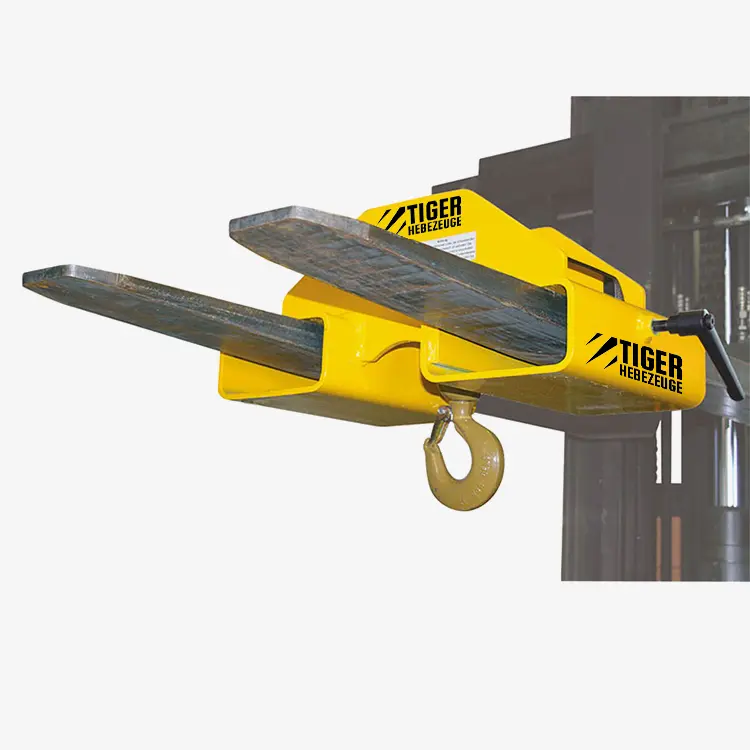 Produktbild von Stapler-Haken in Niedrigbauweise zum Aufschieben auf die Staplerzinken tiger-staplerhaken-staplerlastaheken-doppelt-fuer-2-staplerzinken-serie-GSH-N