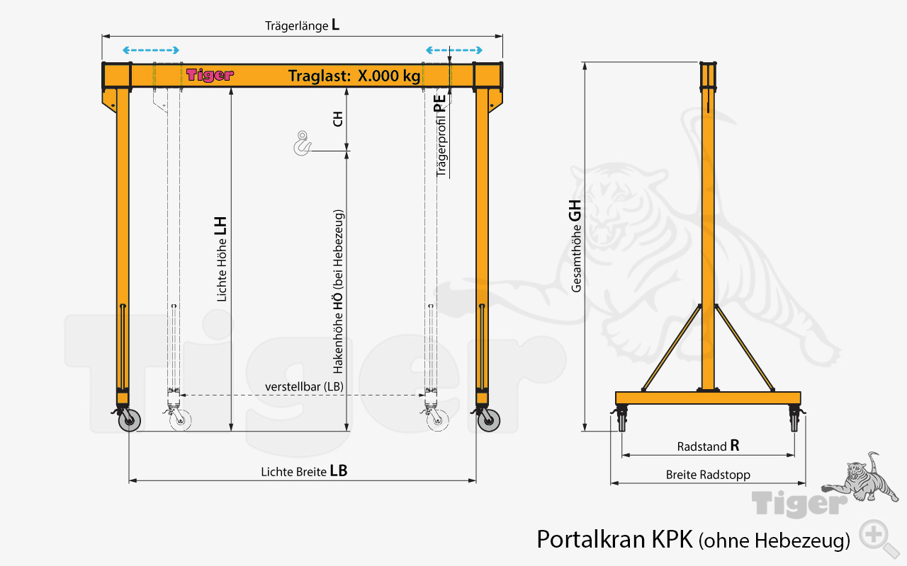 Zum Vergrößern anklicken Technisches Bild für portalkran-kpk-masszeichnung