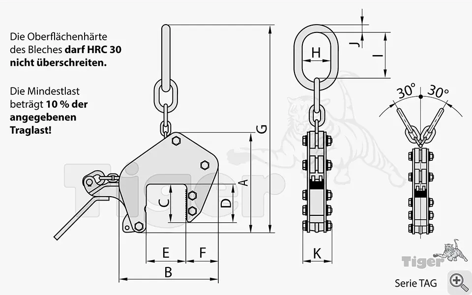 Zum Vergrößern anklicken Technisches Bild für allzweckgreifer-hebeklemme-tag-2