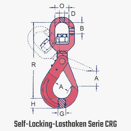 Zum Vergrößern anklicken Technisches Bild für tigerhebezeuge-anschlagmittel-kettenbeschlagteile-self-locking-lasthaken-serie-CRG-zeichnung