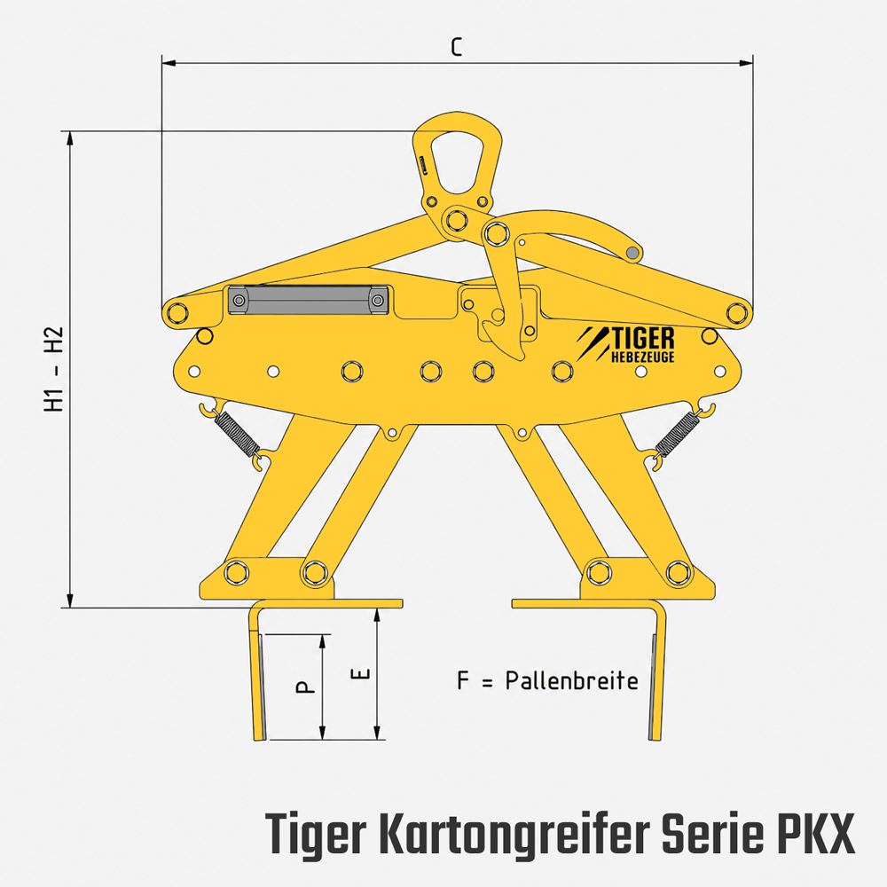 Tiger Kartongreifer zum Heben von Kartons und Holzkisten
