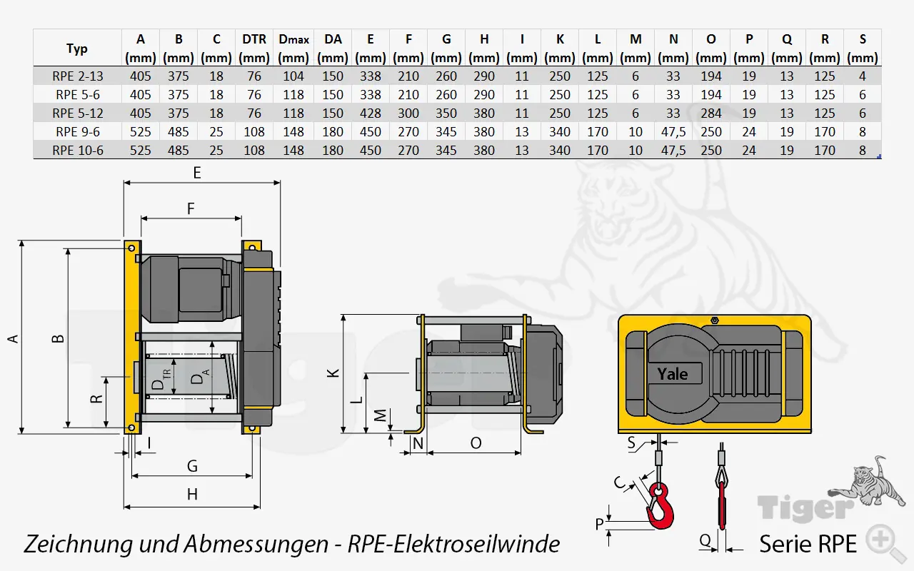 Zum Vergrößern anklicken Technisches Bild für elektroseilwinde-rpe-zeichnung-1