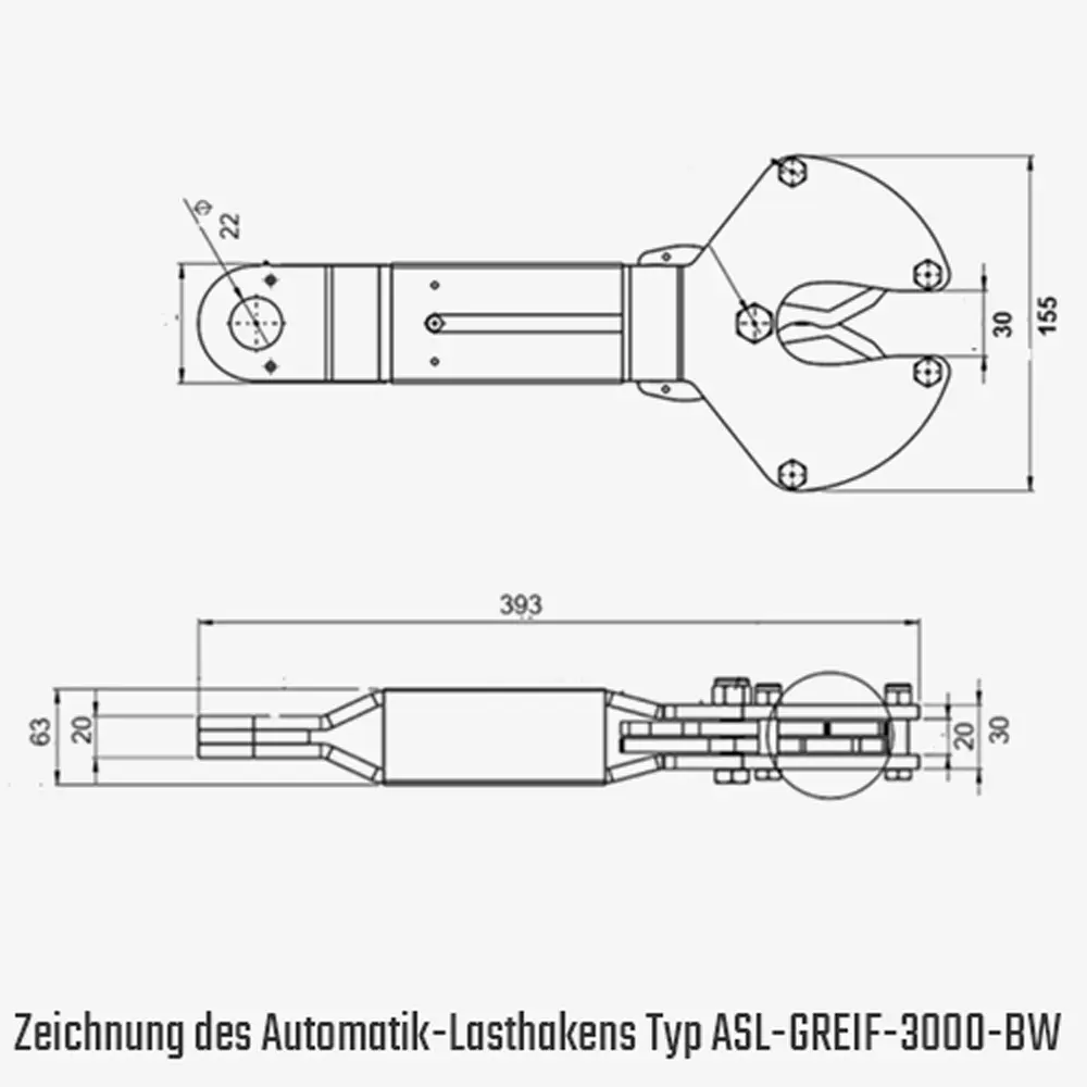 Technisches Bild für tigerhebezeuge-automatiklasthaken-zum-fern-abschlagen-typ-ASL-GREIF-3000-BW-zeichnung