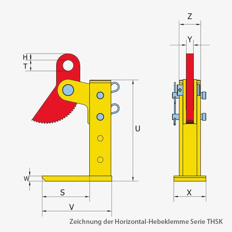 Zum Vergrößern anklicken Technisches Bild für terrier-vertikal-hebeklemme-serie-THSK-zeichnung
