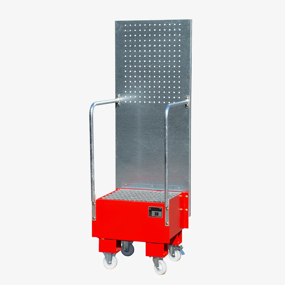 Produktbild von tigerhebezeuge fahrbare auffangwanne mit lochplattenwand rot lackiert typ LPW 60 1 ROT 01 x