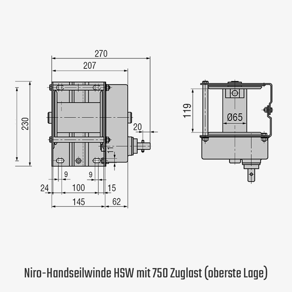 Technisches Bild für tigerhebezeuge-handseilwinde-serie-HSW-mit-750-kg-zuglast-oberste-lage