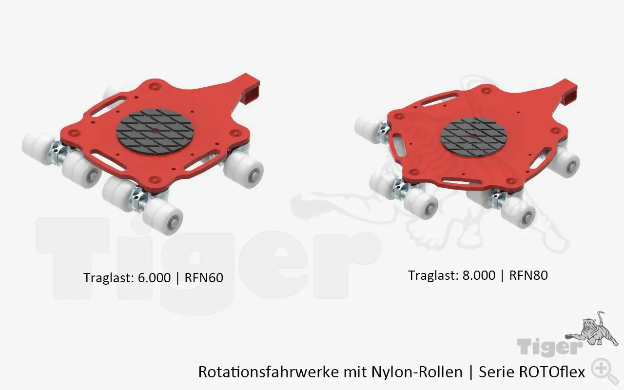 Produktbild von Rotationsfahrwerke mit Aufnahme und 360° Drehbarkeit für mehr Leichtgängigkeit beim Fahrtrichtungswechsel rotationsfahrwerke-rotoflex-nylon-6000-8000kg-3