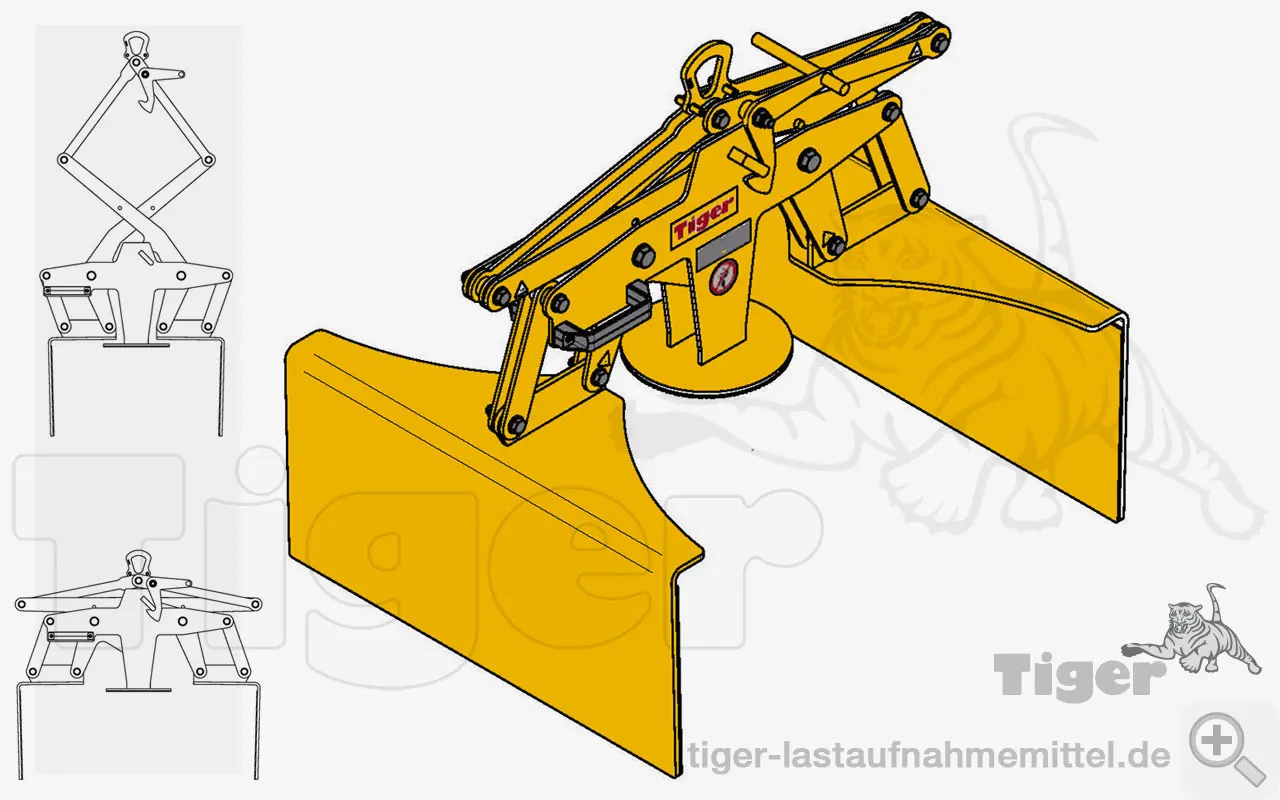 Produktbild von Tiger Sonder-Parallelgreifer für quaderförmige Lasten mit glatter Oberfläche Serie Sonder-PG-F tiger-parallelgreifer-1-lastaufnahmemittel