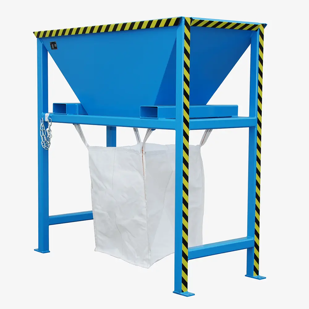 Befülltrichter für Big-Bag-Säcke mit Standkonstruktion zum sauberen Befüllen von Containersäcken