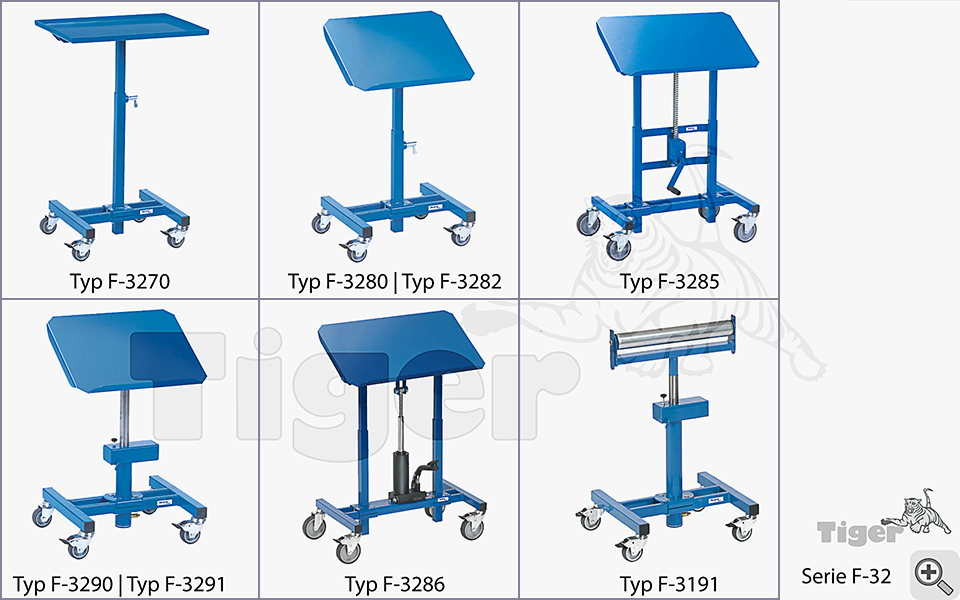 Technisches Bild von Mobiler Materialständer, fahrbar und stufenlos höhenverstellbar mit 4 Lenkrollen inkl. Stopper Technisches Bild für materialstaender-rollenbock