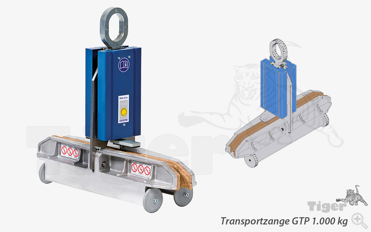 Produktbild von Glas-Transportzange mit Taktautomatik f. Scheiben u. Kunststoffplatten platten-transportzange-gtp-1000kg