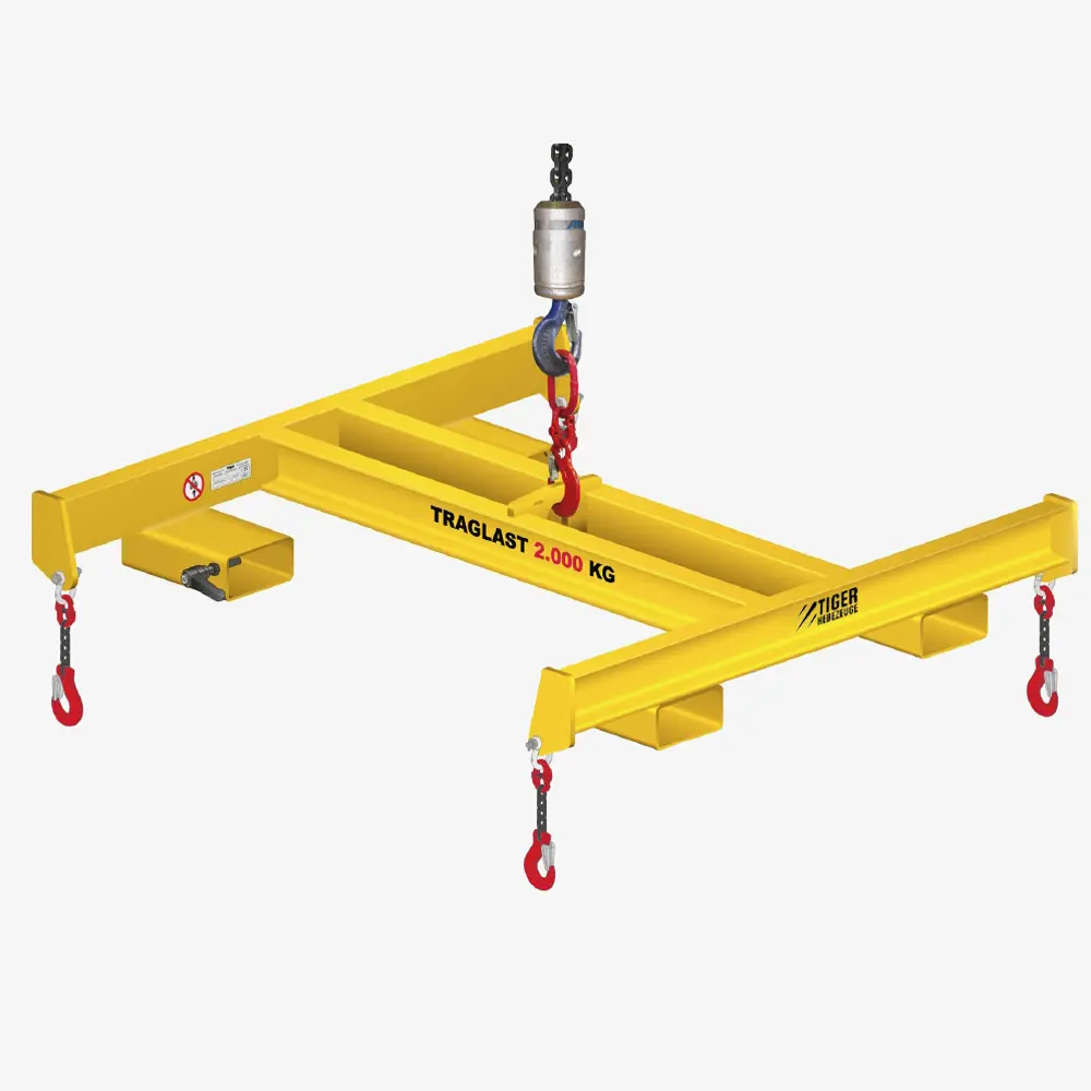 Produktbild von Tiger Sonder-Big-Bag-Staplertraverse mit vier Seitenhaken, Staplertaschen und Kranöse "tiger-sonder-bigbag-traverse-in-niedrigbauweise-typ-BBQ-2-1,2x1,14_GT-04_HK-05317