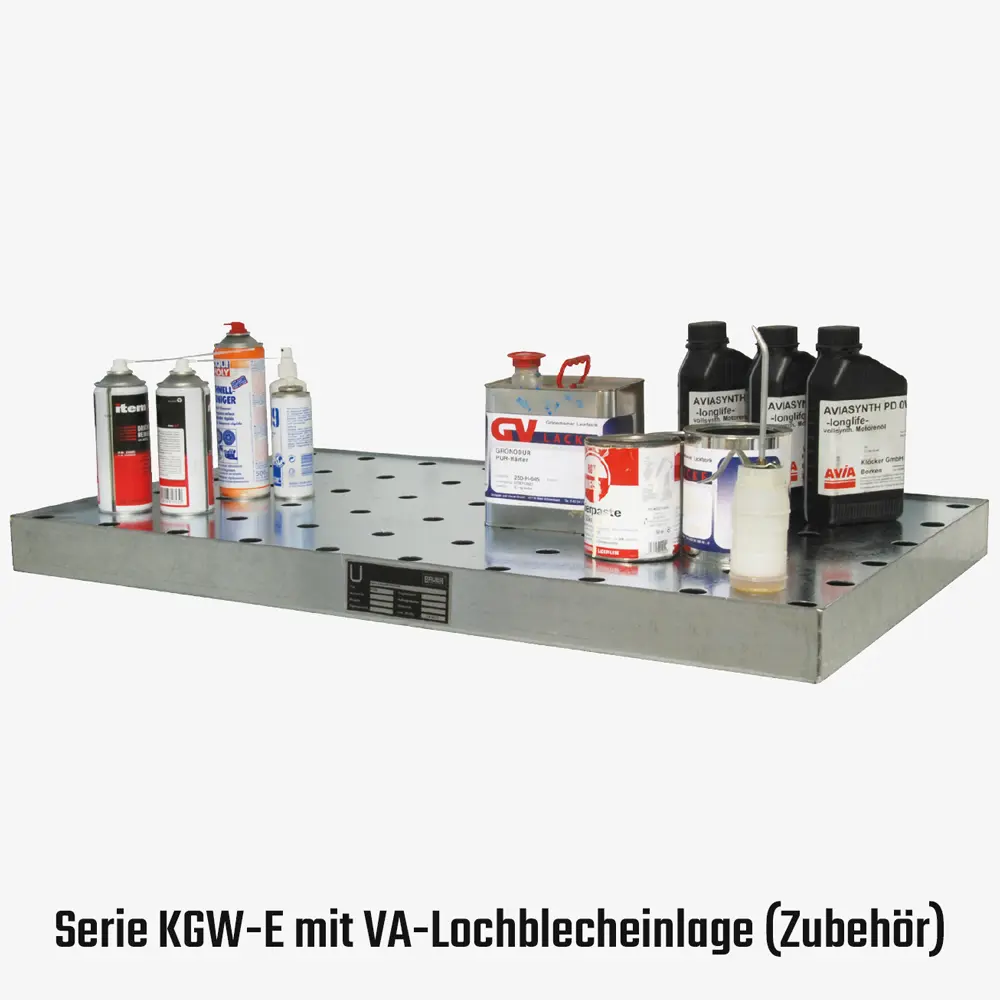 2. Produktbild zu tigerhebezeuge edelstahl kleingebindewanne rostfreie gefahrstoffwanne mit lochblech fuer kleingebinde serie KGW E