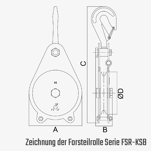 Technisches Bild für tigerhebezeuge-forst-seilrolle-mit-klappbarem-seitenblech-FSR-KSB-zeichnung