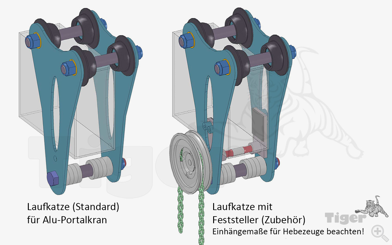 3. Produktbild zu kran laufkatze mit ohne feststeller 3. Produktbild zu kran laufkatze mit ohne feststeller