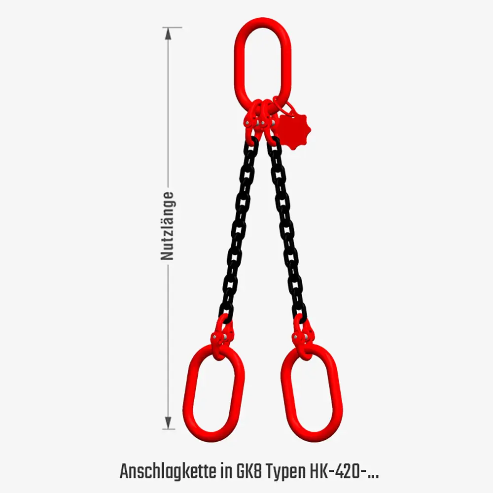 Kettengehänge GK8 mit Ovalring, Ein- oder Mehrstrang, mit oder ohne Verkürzer