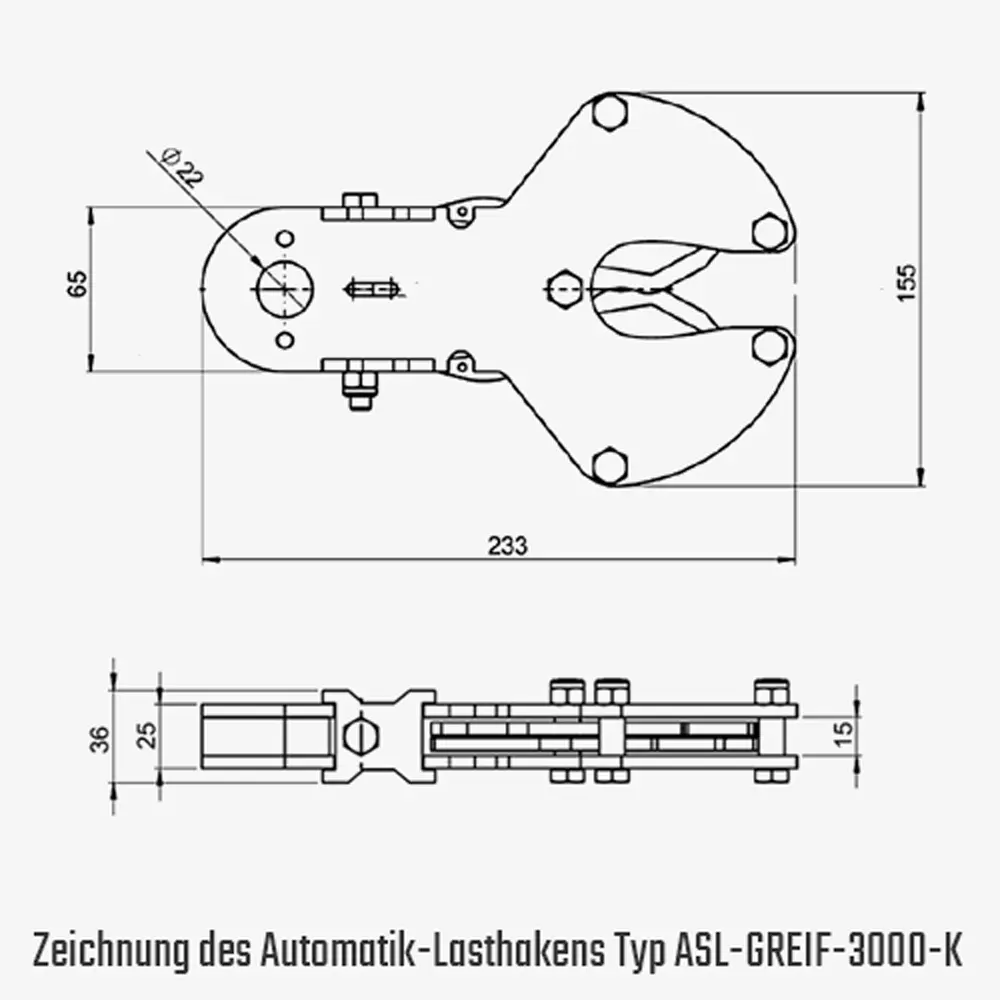 Technisches Bild für tigerhebezeuge-automatiklasthaken-zum-fern-abschlagen-typ-ASL-GREIF-3000-K-zeichnung