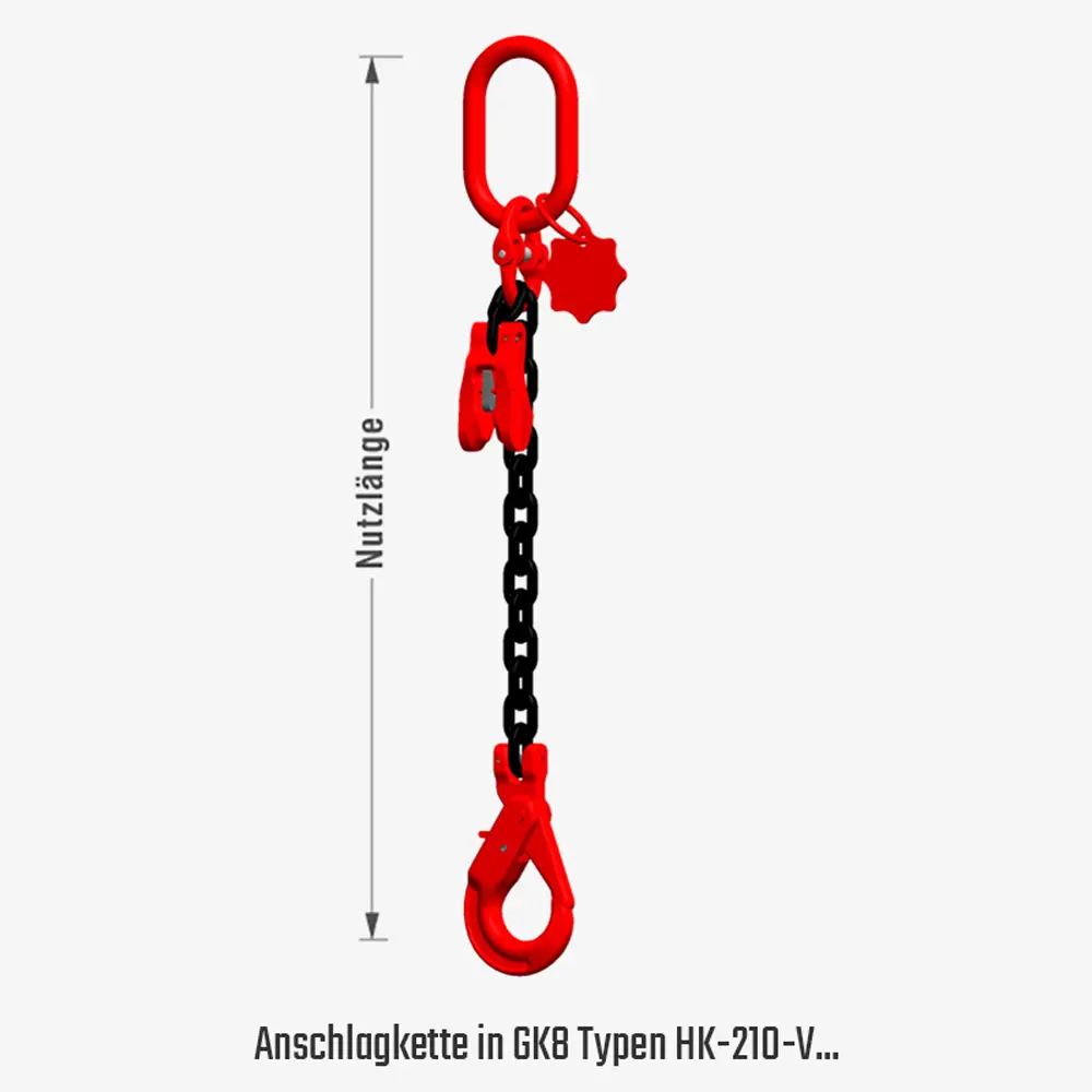 Kettengehänge in GK8 mit Self-Lock-Haken, Ein- oder Mehrstrang, mit oder ohne Verkürzer
