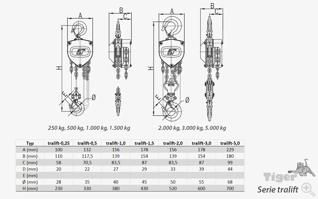 Zum Vergrößern anklicken Technisches Bild für stirnradflaschenzug-tralift-zeichnung-1