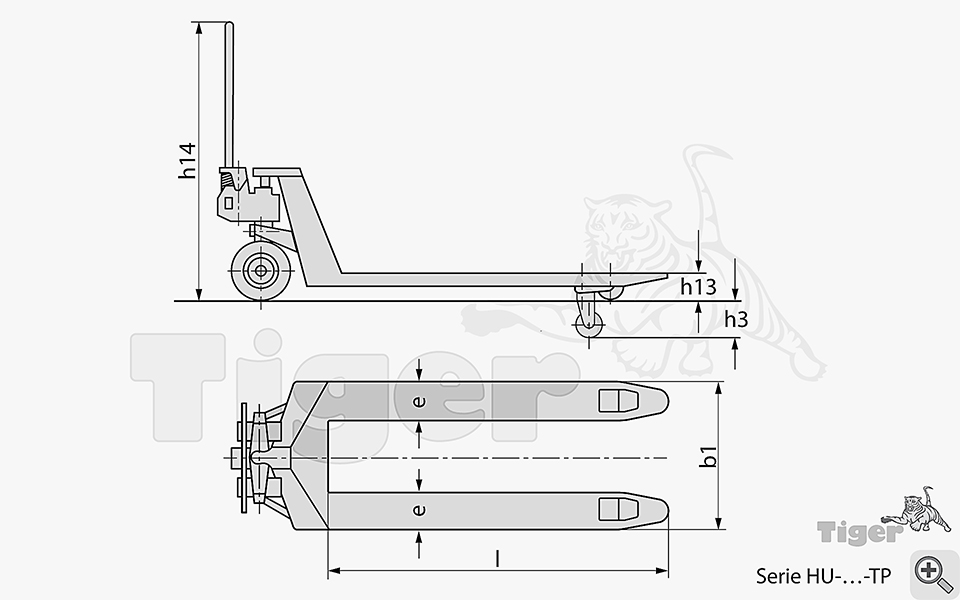 2. Produktbild zu handgabelhubwagen hu tp zeichnung