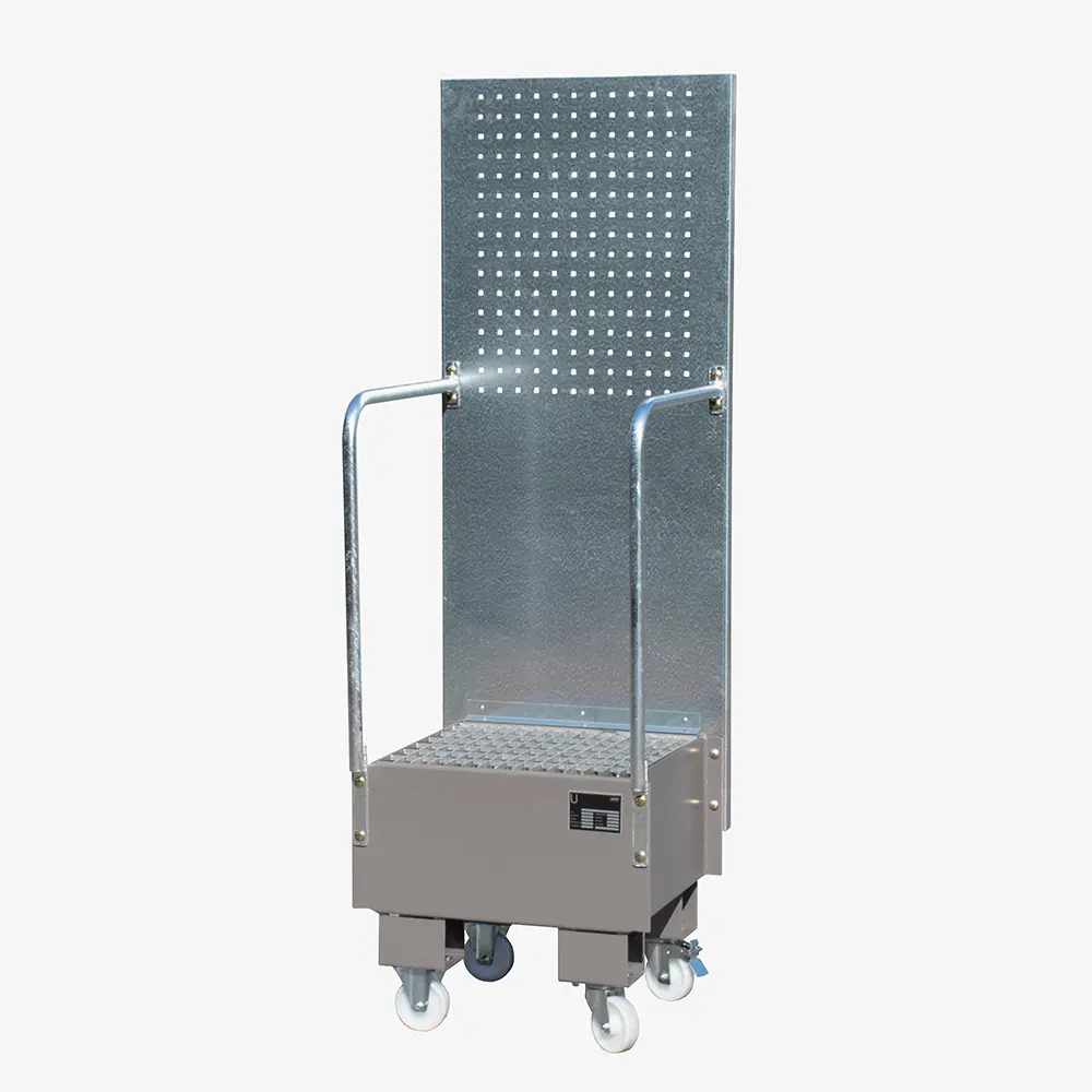 Produktbild von tigerhebezeuge fahrbare auffangwanne mit lochplattenwand grau lackiert typ LPW 60 1 GRAU 01 x