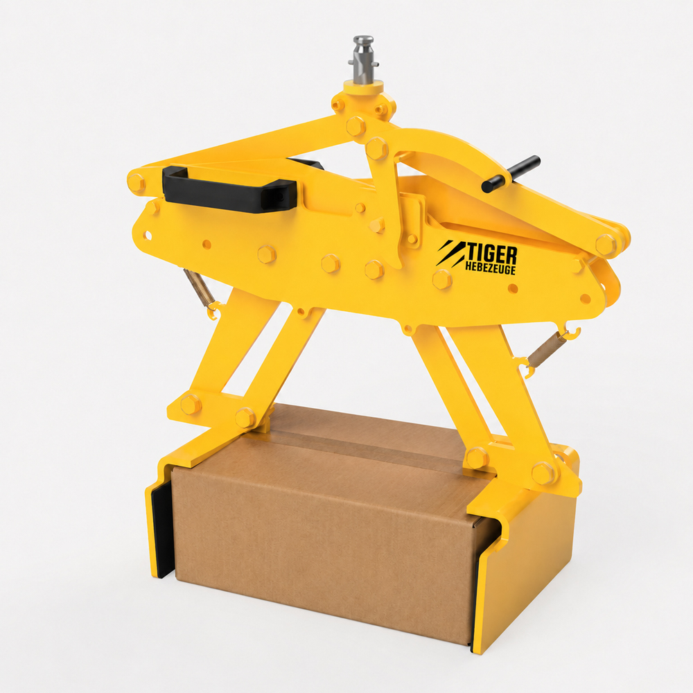 Produktbild von tigerhebezeuge tiger kartongreifer mit kupplungsstift serie PKX mit karton