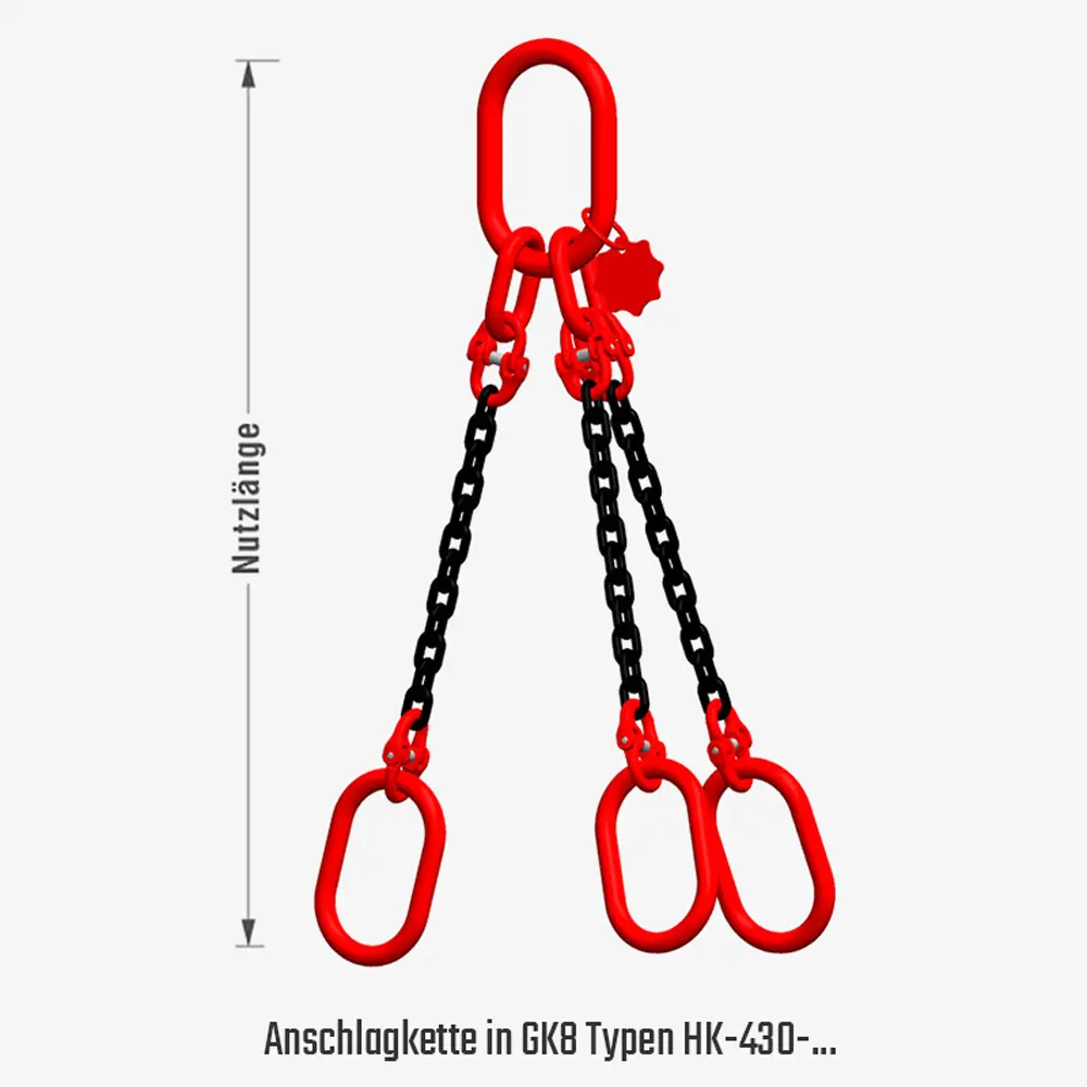 Kettengehänge GK8 mit Ovalring, Ein- oder Mehrstrang, mit oder ohne Verkürzer