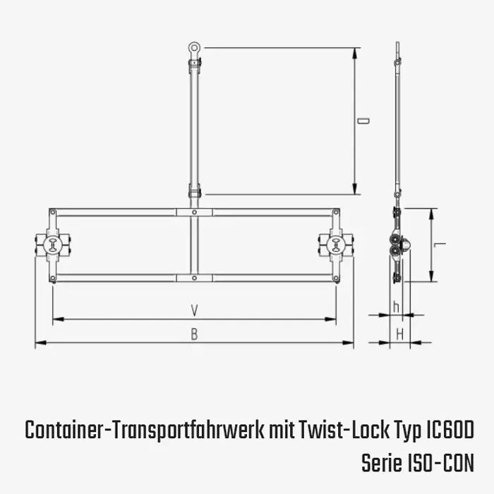 Technisches Bild für tigerhebezeuge-schwerlast-transportfahrwerk-isocon-vorne-typ-IC60D-zeichnung