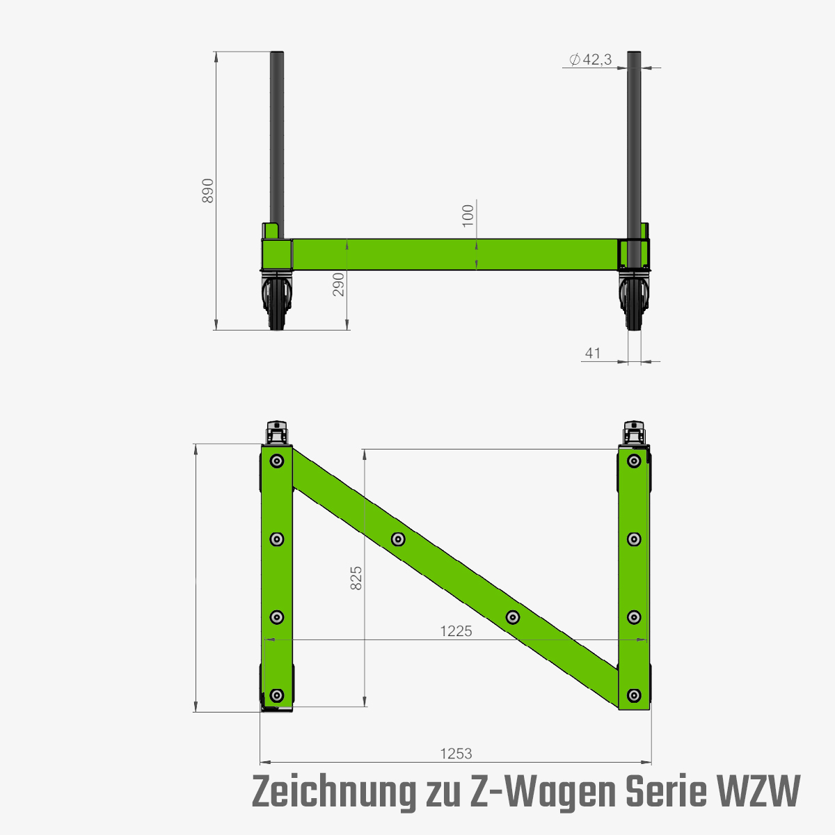 Technisches Bild für tigerhebezeuge-z-wagen-paletten-europaletten-bleche-platten-transportwagen-serie-WZW-zeichnung